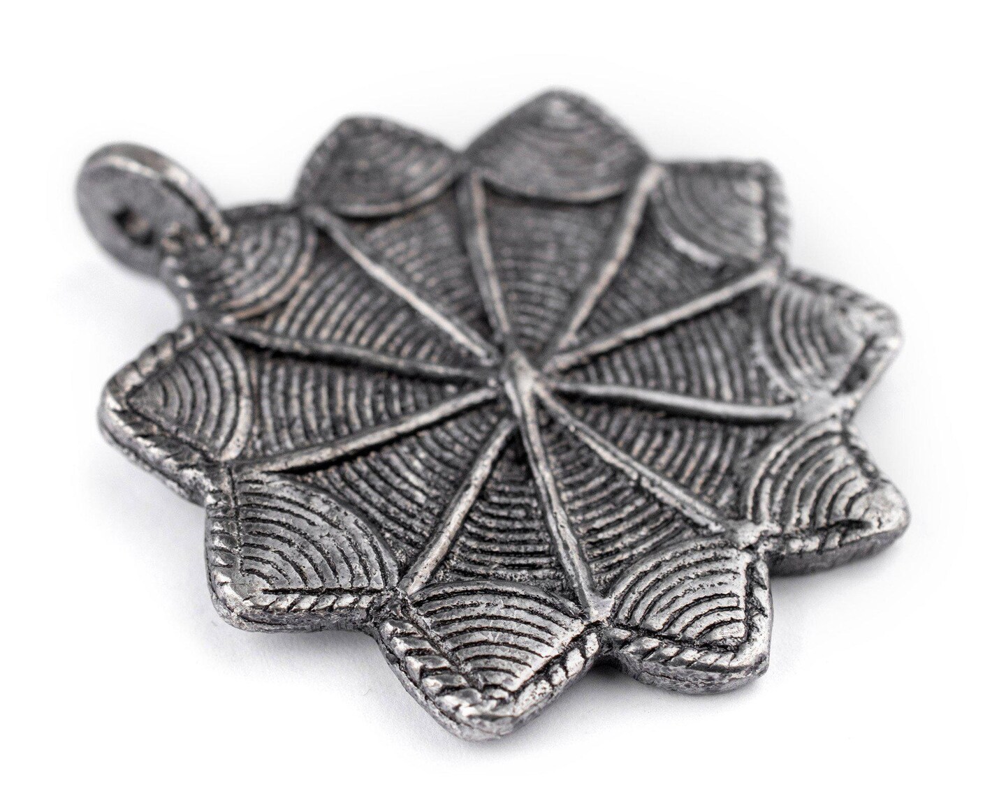 TheBeadChest Silver 10-Point Baule Star Pendant (41x47mm): African Tribal Metal Pendant for DIY Jewelry and Necklace