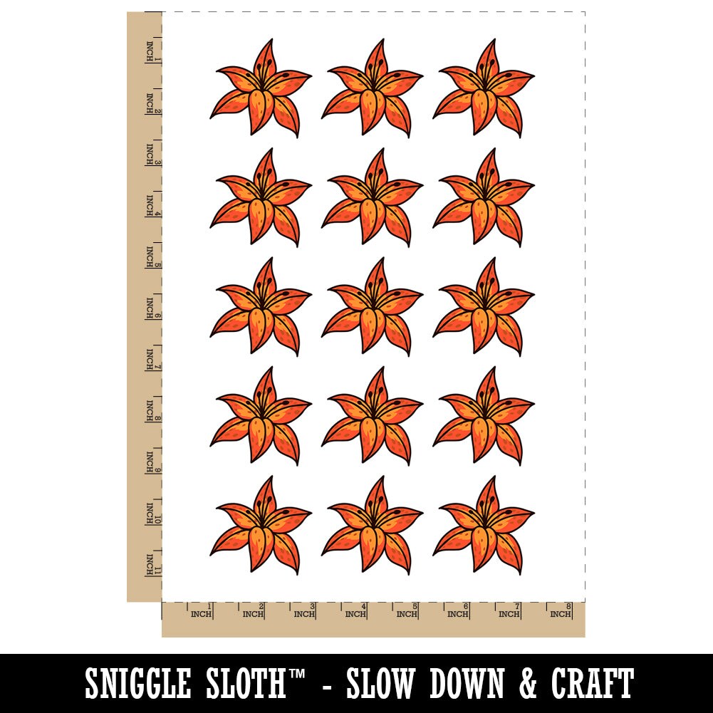 Pretty Tiger Lily Flower Temporary Tattoo Water Resistant Fake Body Art Set Collection (1 Sheet)