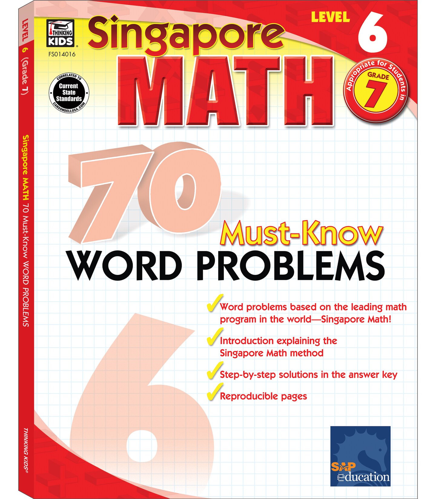 Singapore Math &#x2013; 70 Must-Know Word Problems Workbook for 7th Grade Math, Paperback, Ages 12&#x2013;13 with Answer Key
