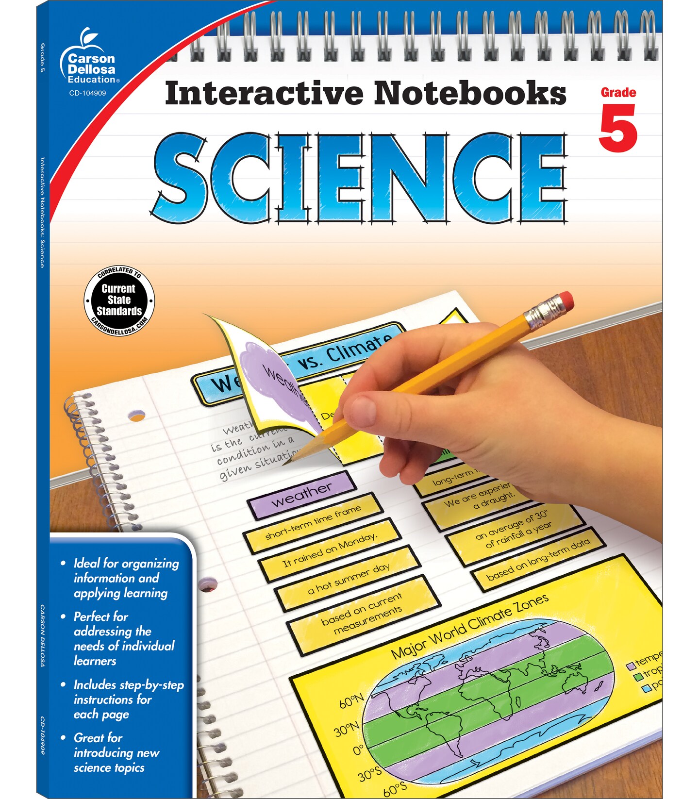 Carson Dellosa 5th Grade Interactive Notebooks, Reproducible Workbook Covering Life, Physical, Space, and Earth Science, Resource for Test Prep and Classroom Organization