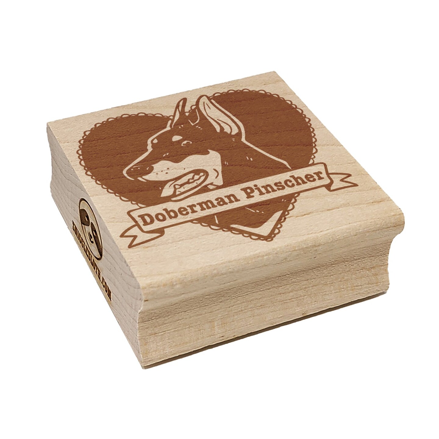 Doberman Pinscher Dog Heart Square Rubber Stamp for Stamping Crafting