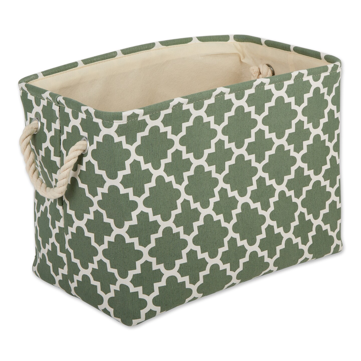 Contemporary Home Living Small Artichoke Lattice Rectangular Bin - 14" - Green and White