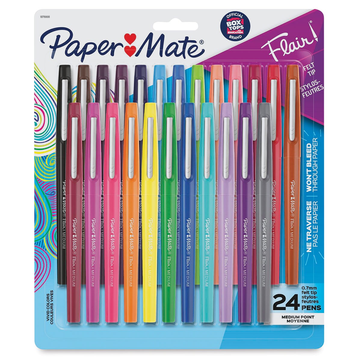 Paper Mate Flair Guard Pen - Tropical Colors, Medium Tip, Set of 24