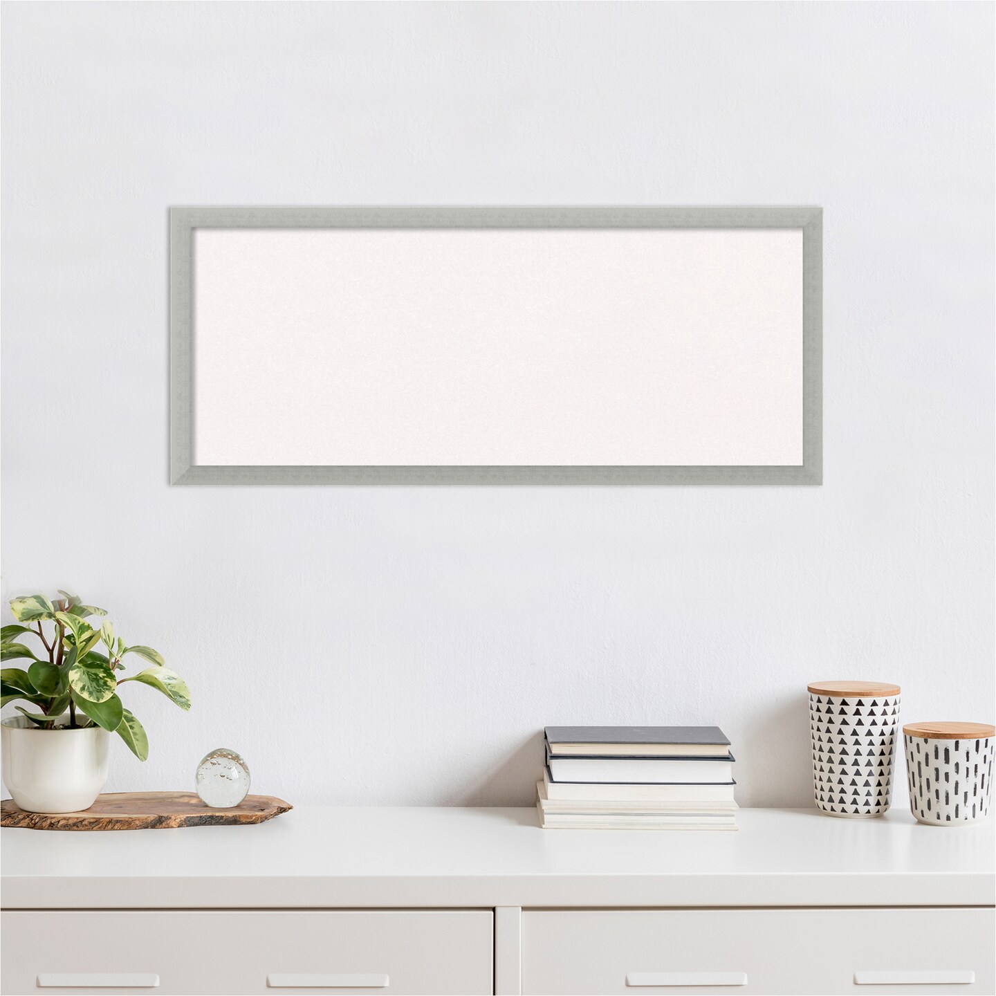 Silver Leaf Wood Framed Corkboard, White Cork