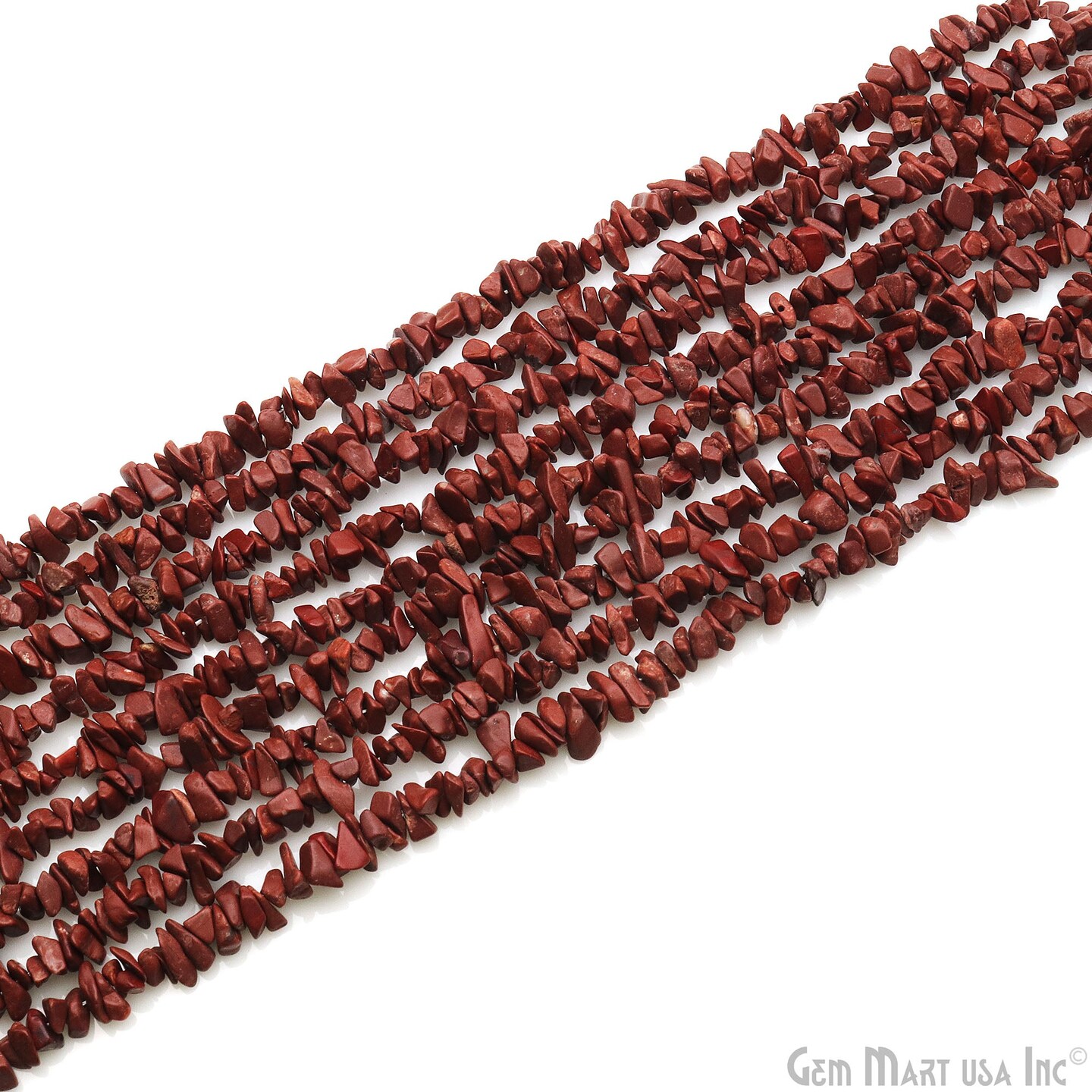 Red Jasper Chip Beads, 34 Inch, Natural Chip Strands, Drilled Strung Nugget Beads, 3-7mm, Polished, GemMartUSA (CHRJ-70001)