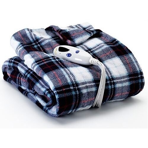 Biddeford Blankets Heated Plush Throw, Blue