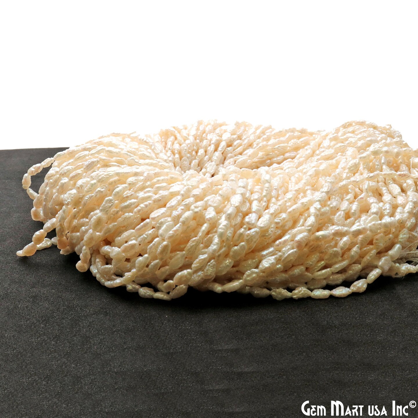 Free Form Pearl Beads, Irregular Smooth Pearl Gemstone Beads, Drilled Pearl Strand, 2-3mm, 16 inch, GemMartUSA (DRPR-70006)