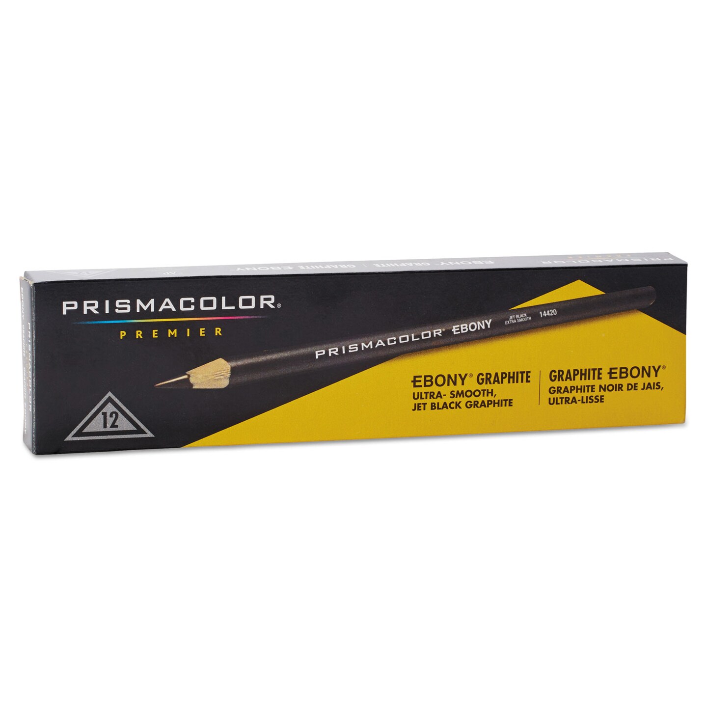 Prismacolor EBONY Sketching Pencil, 4 mm, 2B (#1), Jet Black Lead, Black Matte Barrel, Dozen