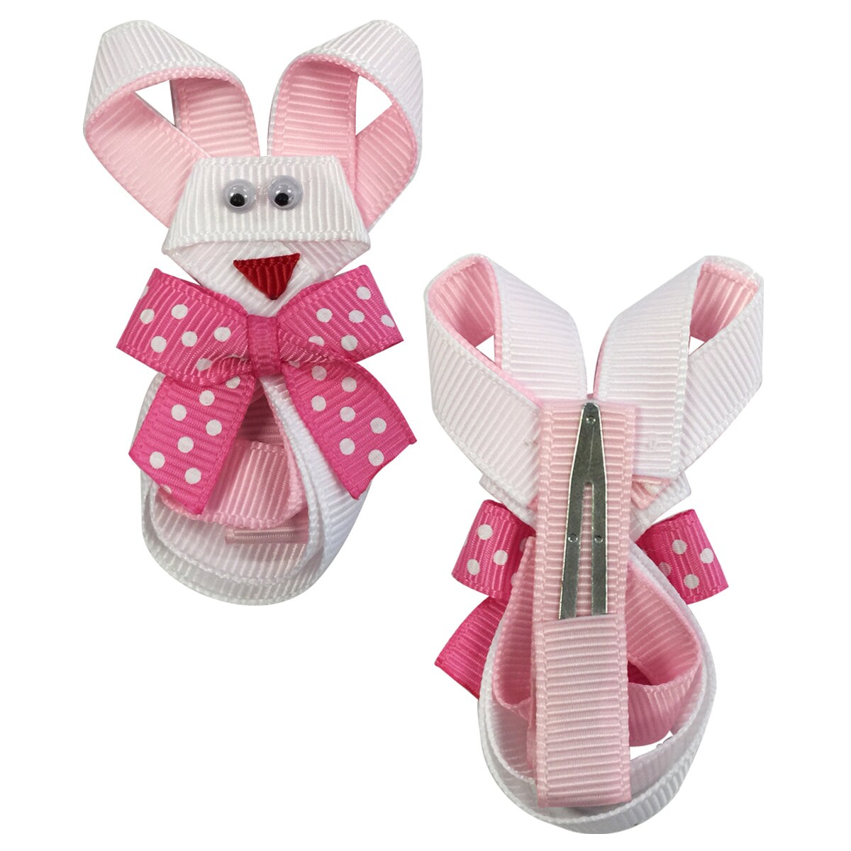 Wrapables Peacock, Bunny, Purse, Ballet Shoes Ribbon Sculpture Hair Clips with Polka Dots Hair Clip / Hair Bow Holder, Pink