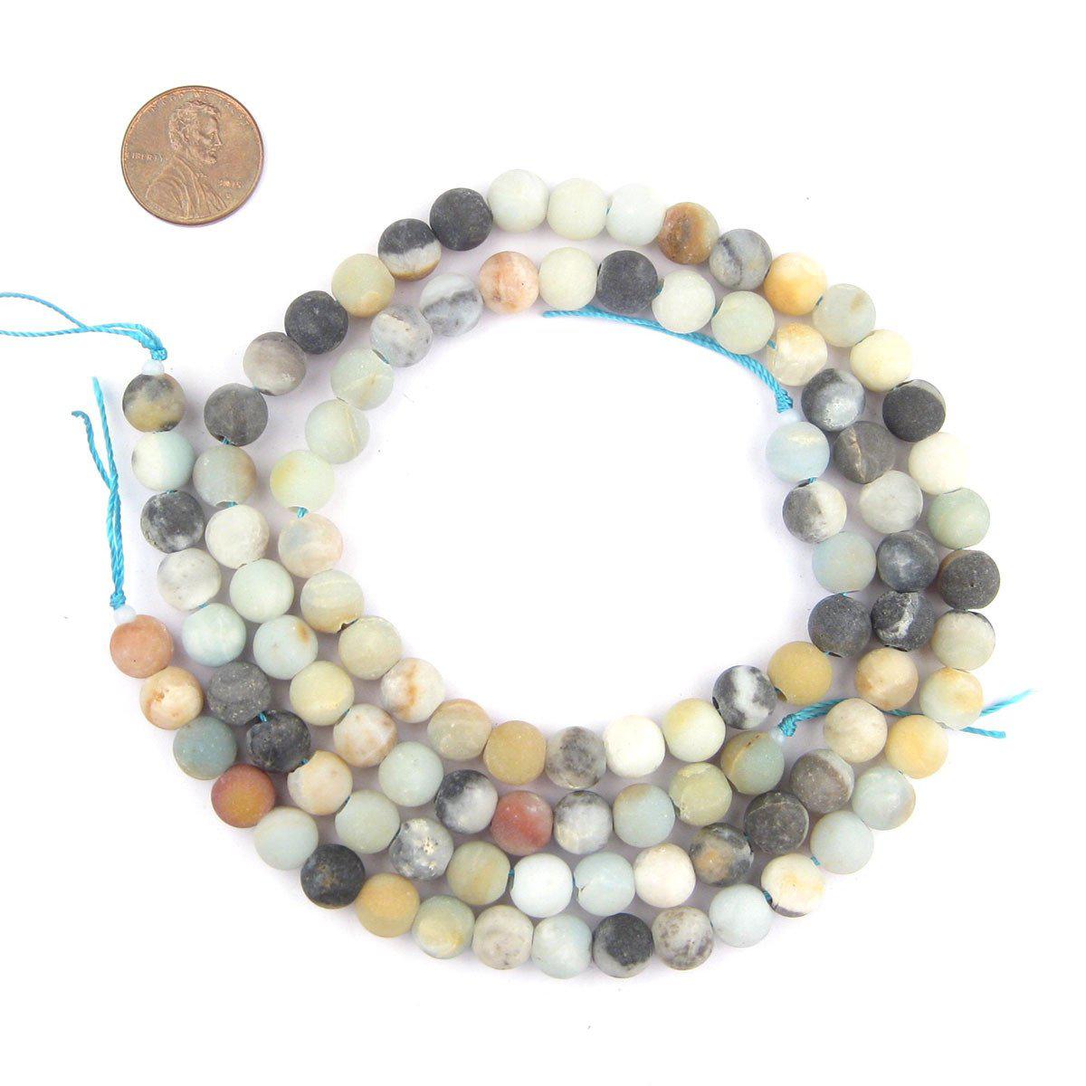 TheBeadChest Spherical Amazonite Stone Beads 8mm Large Hole Multicolor Round Gemstone 15 Inch Strand