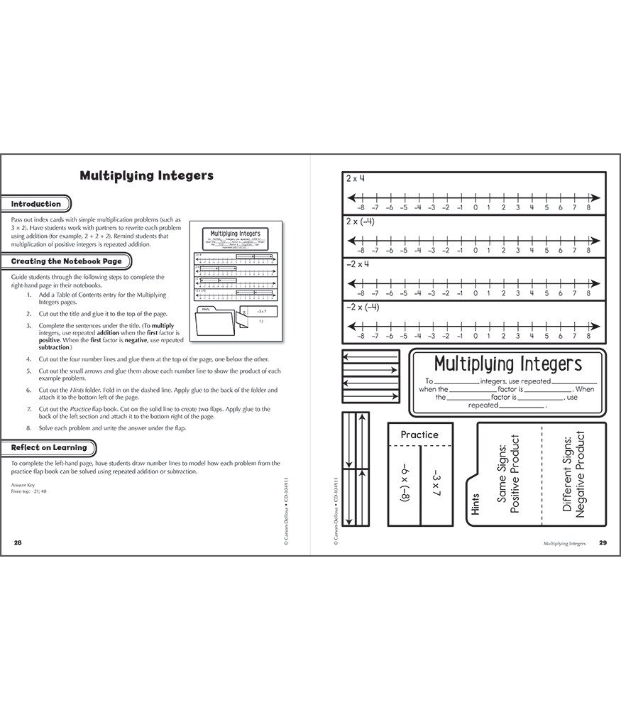 Carson Dellosa 7th Grade Math Interactive Notebooks, Reproducible Workbook Covering Integers, Inequalities, Probability, and More, Middle School Books for Test Prep and Classroom Organization