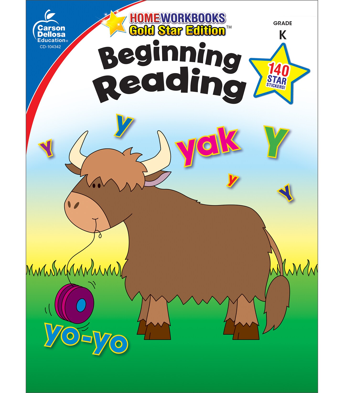 Carson Dellosa Beginning Reading Book, Kindergarten Workbook With Sight Words, Vocabulary, Phonics, and Sequencing Practice, Classroom or Homeschool Curriculum