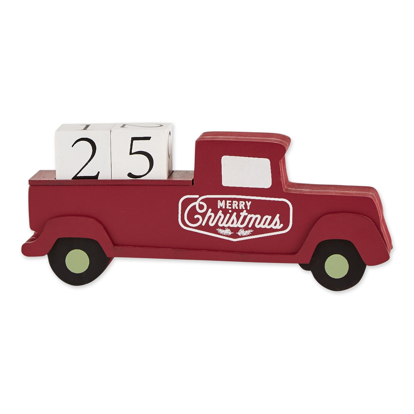 Contemporary Home Living Christmas Tree Truck Tabletop Block Calendar - 8&#x22; - Red and White