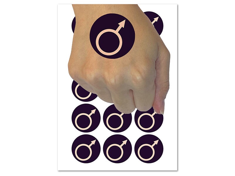 Astronomy Mars Astrology Planet Symbol Temporary Tattoo Water Resistant Fake Body Art Set Collection (1 Sheet)