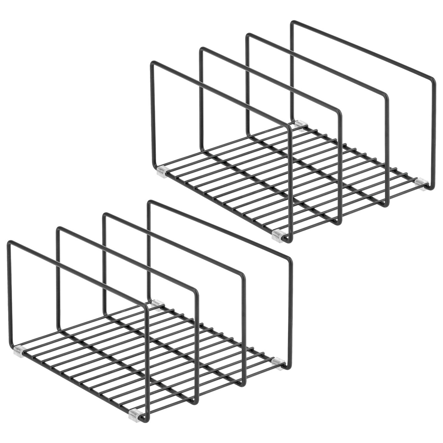 mDesign Steel Cookware Storage Organizer Rack for Kitchen - 2 Pack