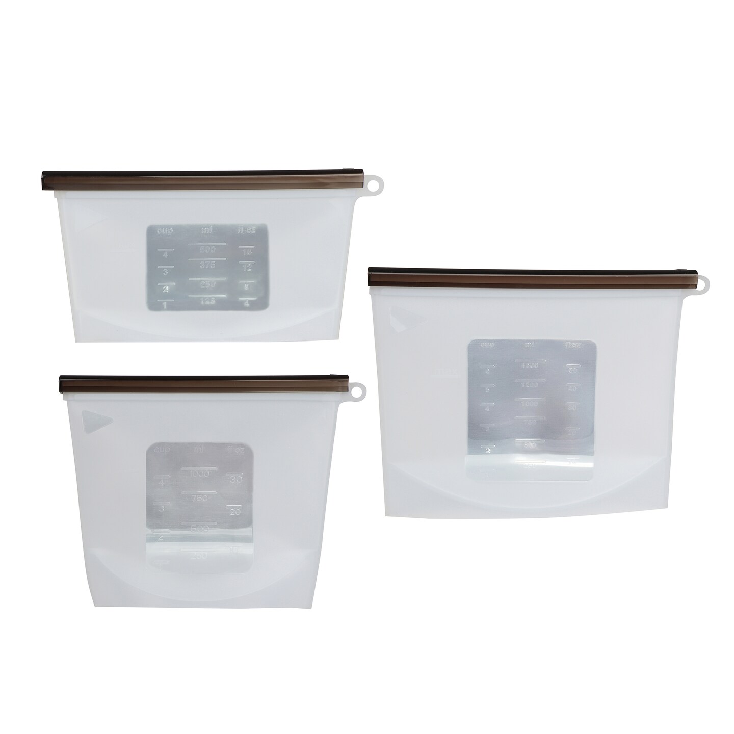 7Penn Silicone Food Storage Bag, 500, 1000, 1500mL - 3pk Reusable Food Bags