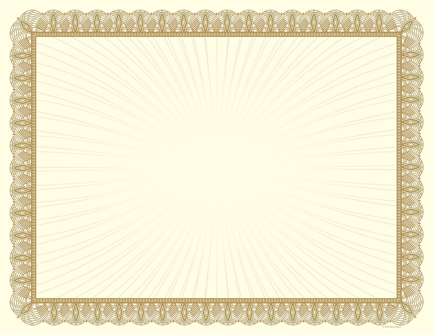 Great Papers! Value Certificate, Metallic Gold Border, 8.5&#x22; x 11&#x22;, Printer Compatible, 100 Count