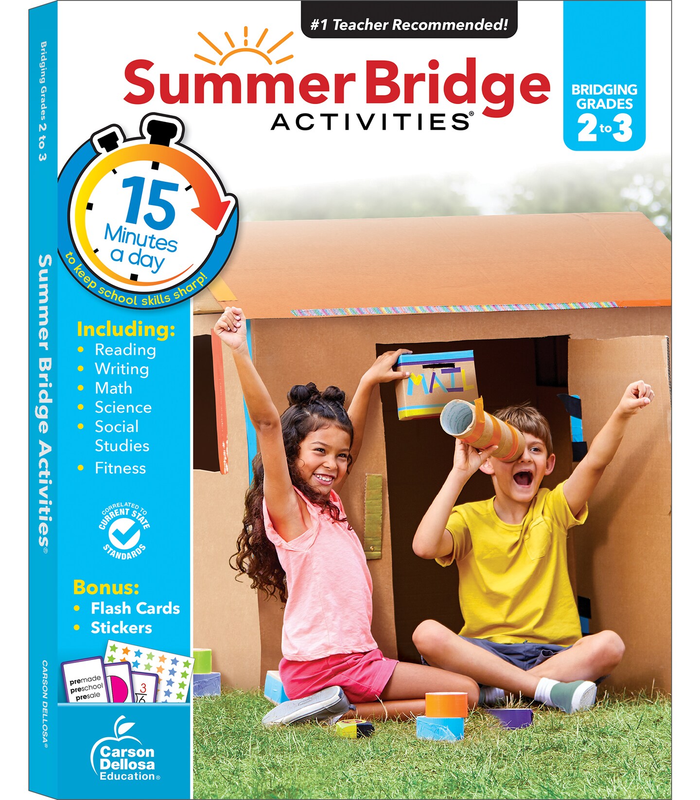 Summer Bridge Activities 2nd to 3rd Grade Workbook, Math, Reading Comprehension, Writing, Science, Social Studies, Fitness Summer Learning Activities, 3rd Grade Workbooks All Subjects With Flash Cards