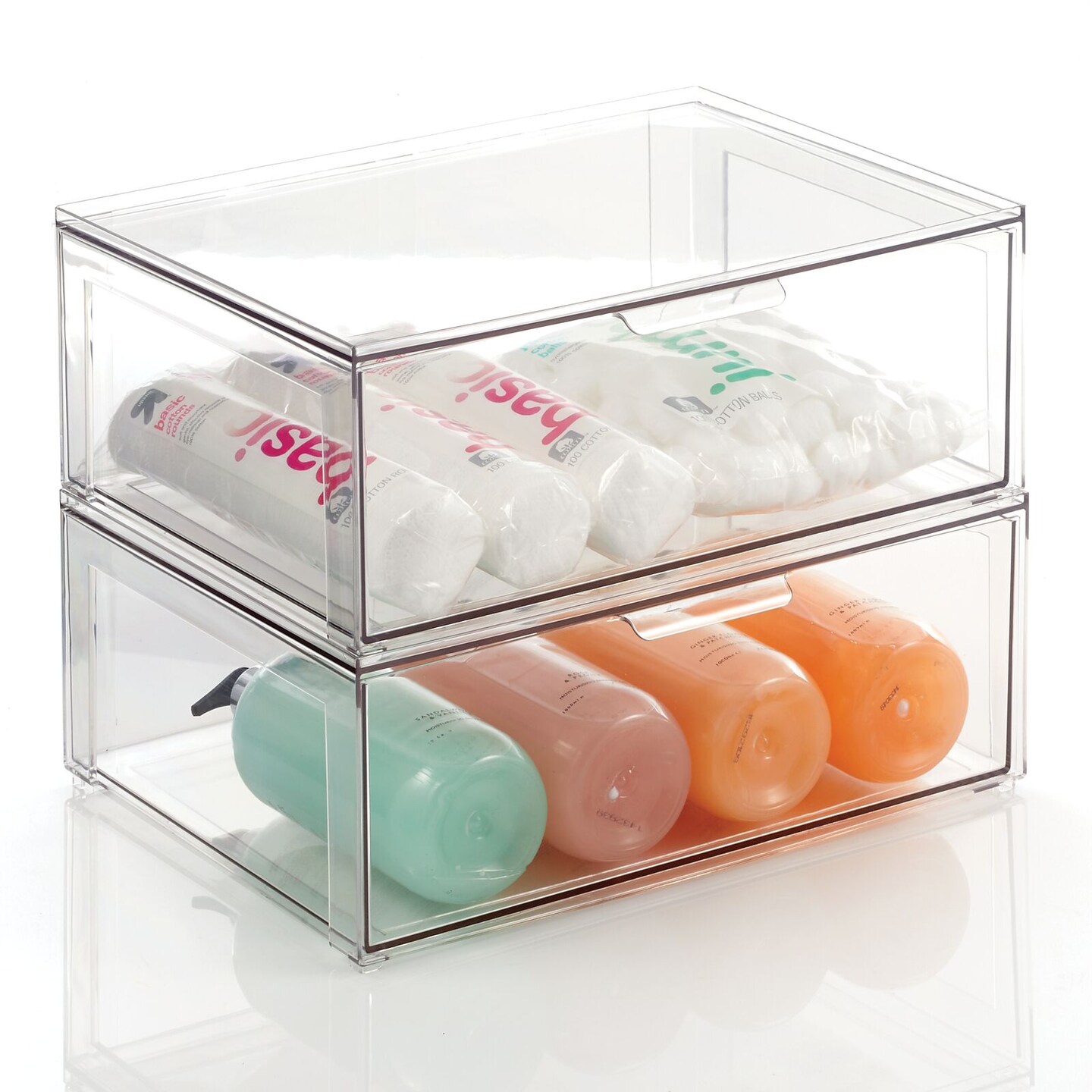 mDesign Plastic Stackable Bathroom Storage Organizer with Drawer
