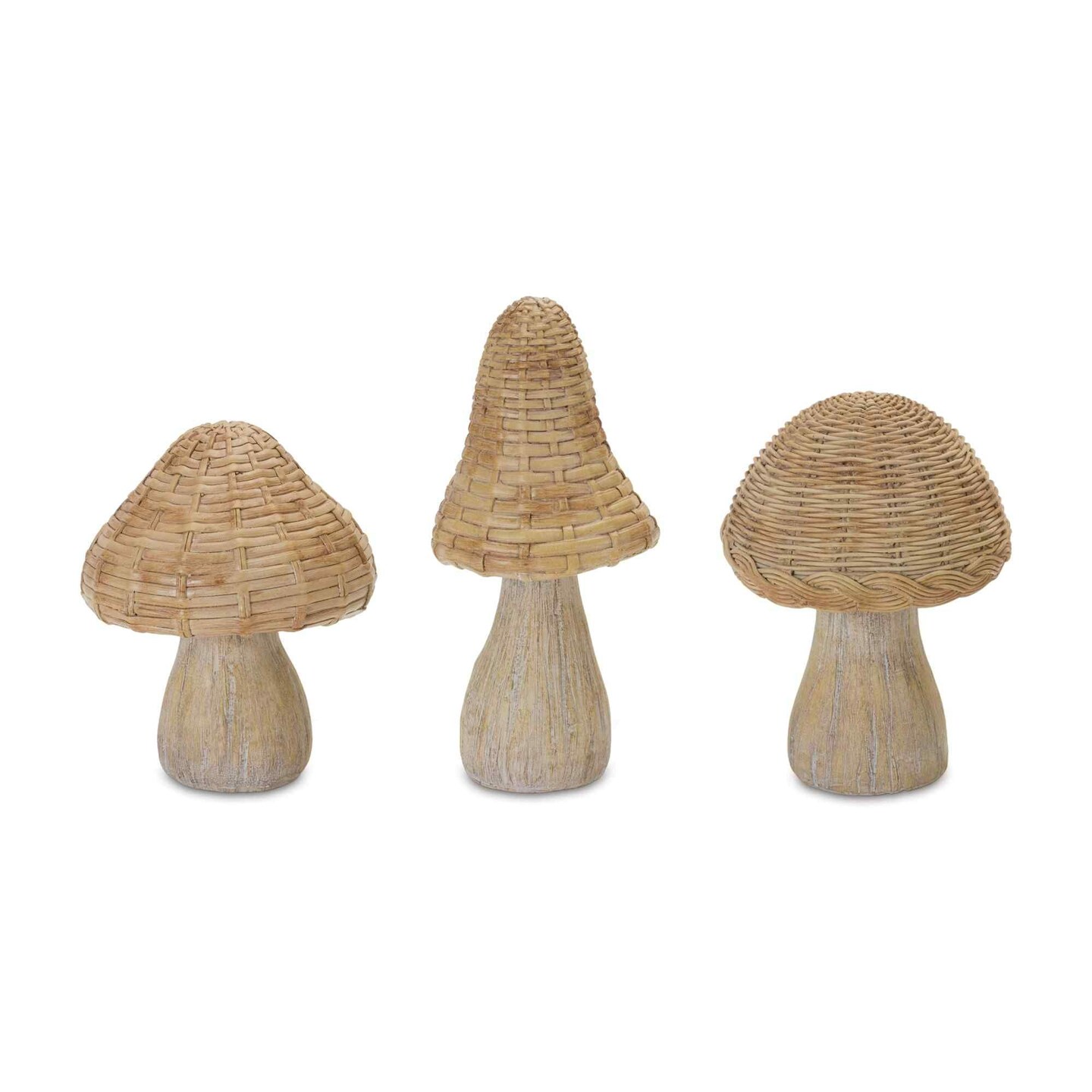 Melrose Etched Wicker Mushroom Tabletop Decorations - 8.25&#x22; - Brown - Set of 3