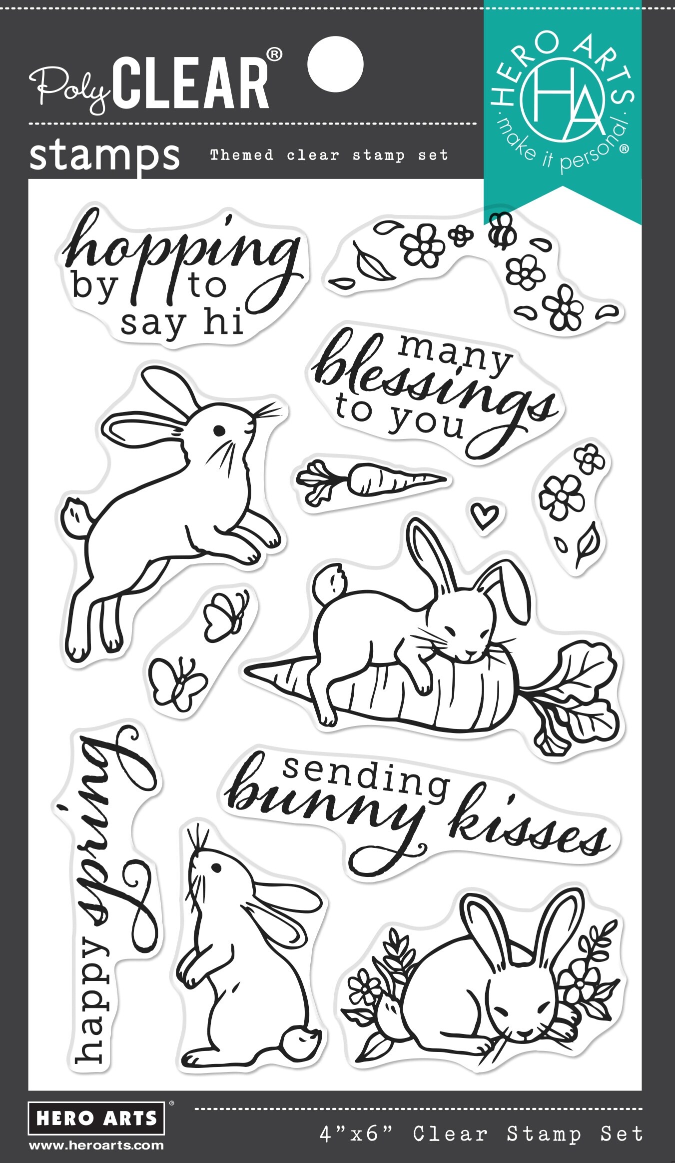 Hero Arts Clear Stamps 4&#x22;X6&#x22;-Spring Bunny