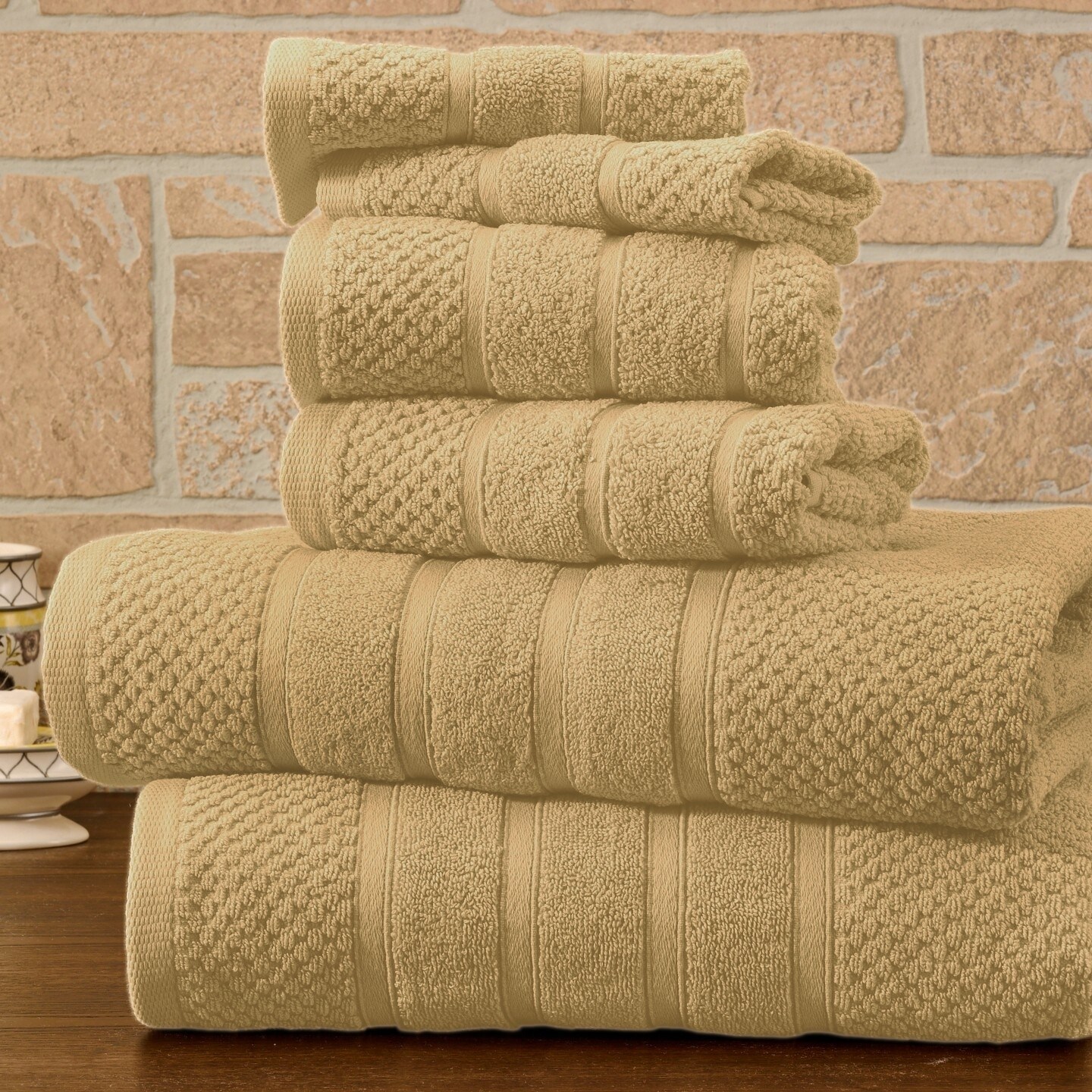 Bibb Home   6 Piece Popcorn Egyptian Cotton Towel Set