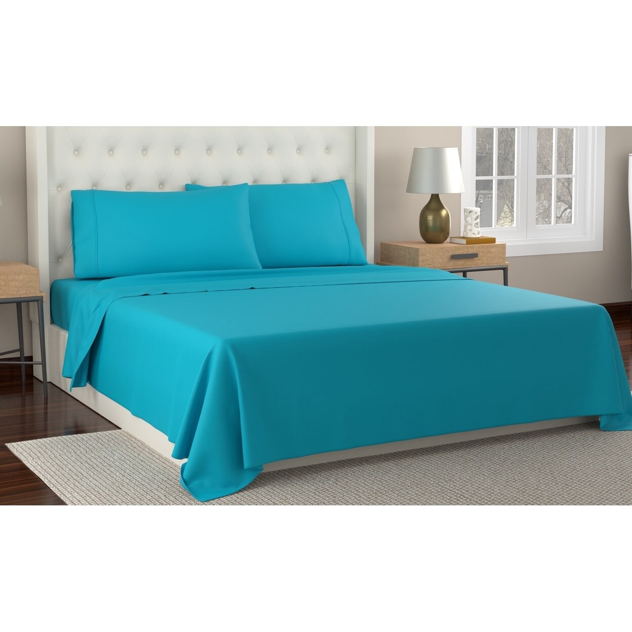 Kathy Ireland Organic Cotton Percale Sheet Set 300 Thread Count Queen King Size