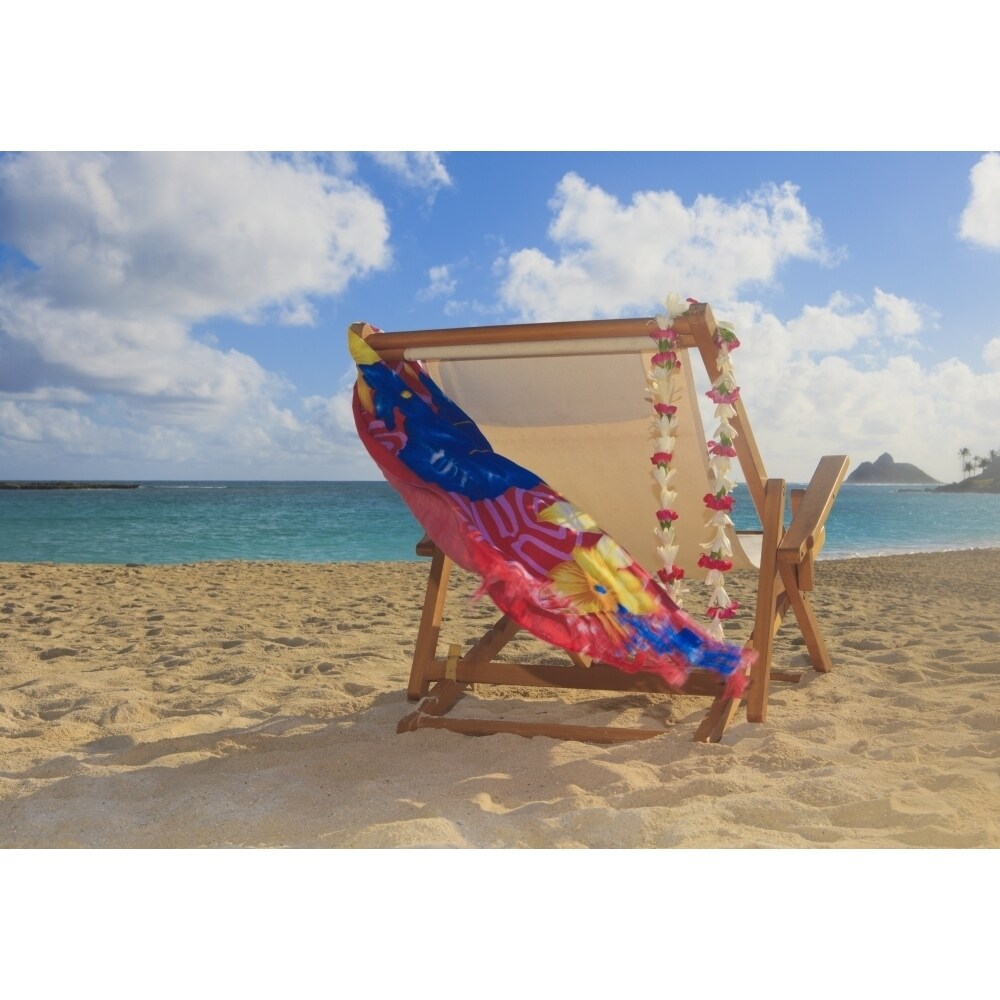 Posterazzi Hawaii  Oahu  Kailua  A lounge chair on the white sandy beach of Lanikai. Poster Print
