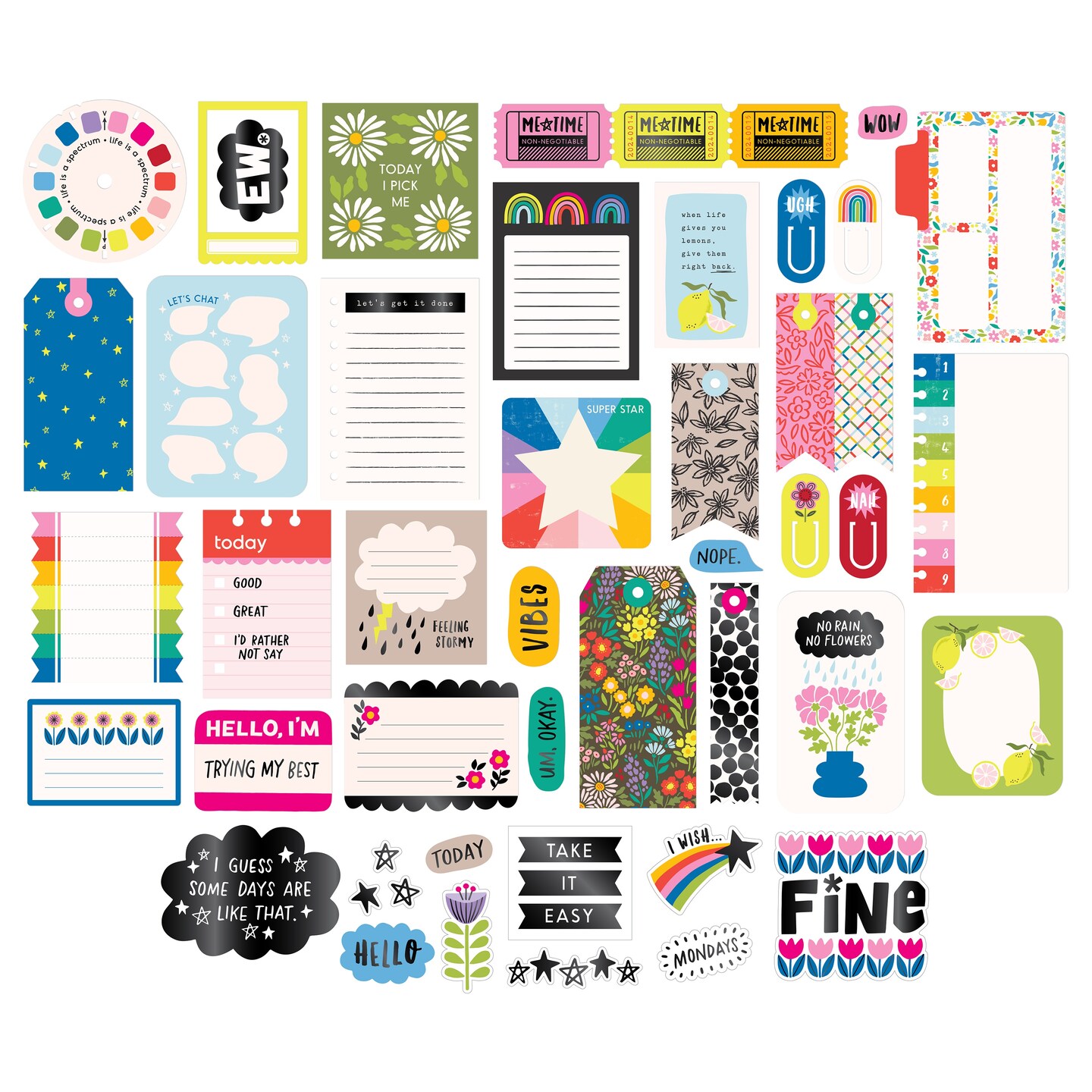 American Crafts Whatevs Ephemera Die-Cuts 45/Pkg-Jouranling, Black Foil