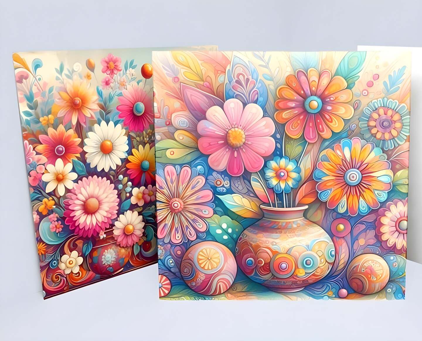 Set of Cards, Floral Birthday Greeting Cards, Invitation Cards, Blank ...