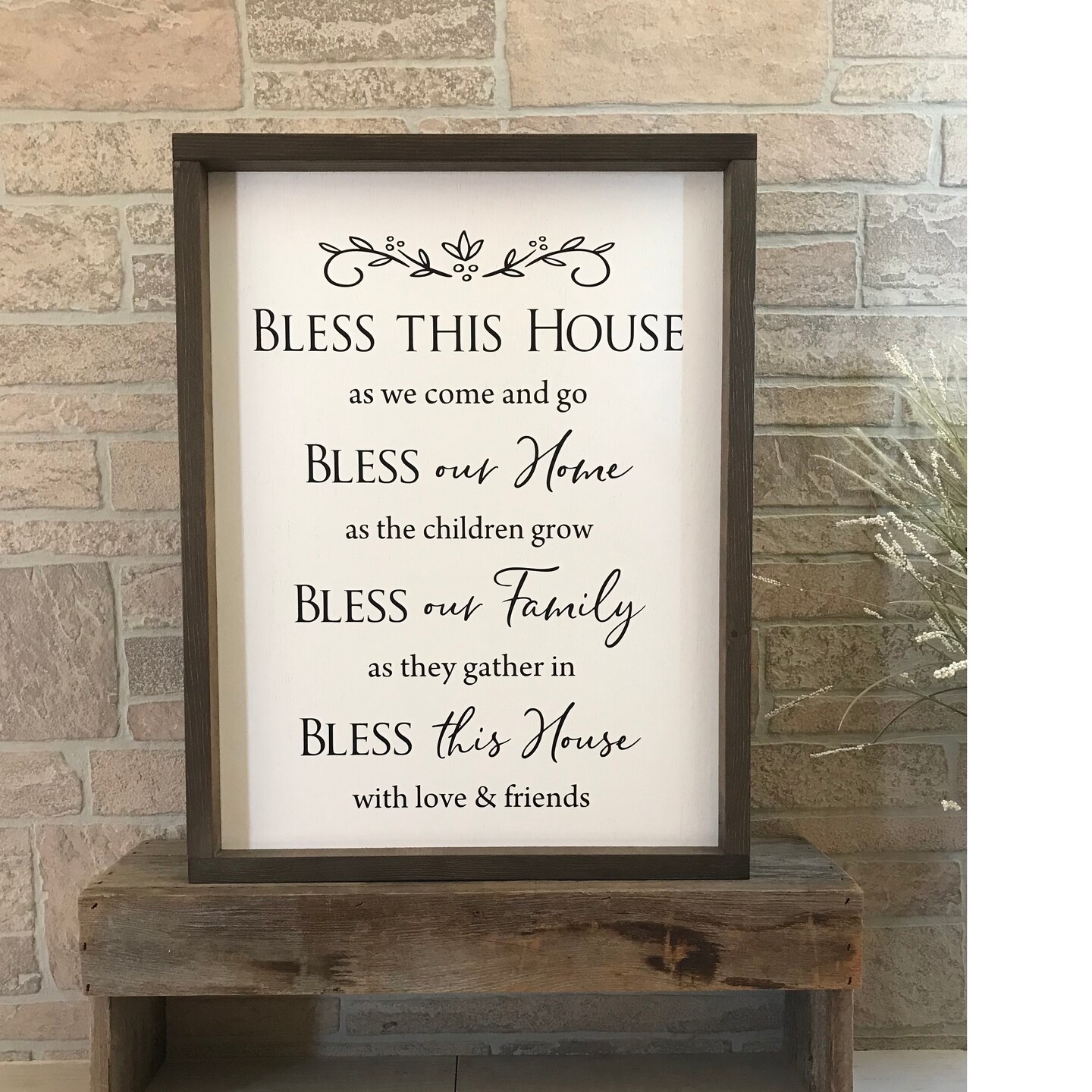 Bless this House framed wooden farmhouse sign for wall decor in the living  room or entryway | MakerPlace by Michaels, image size:1080x1080