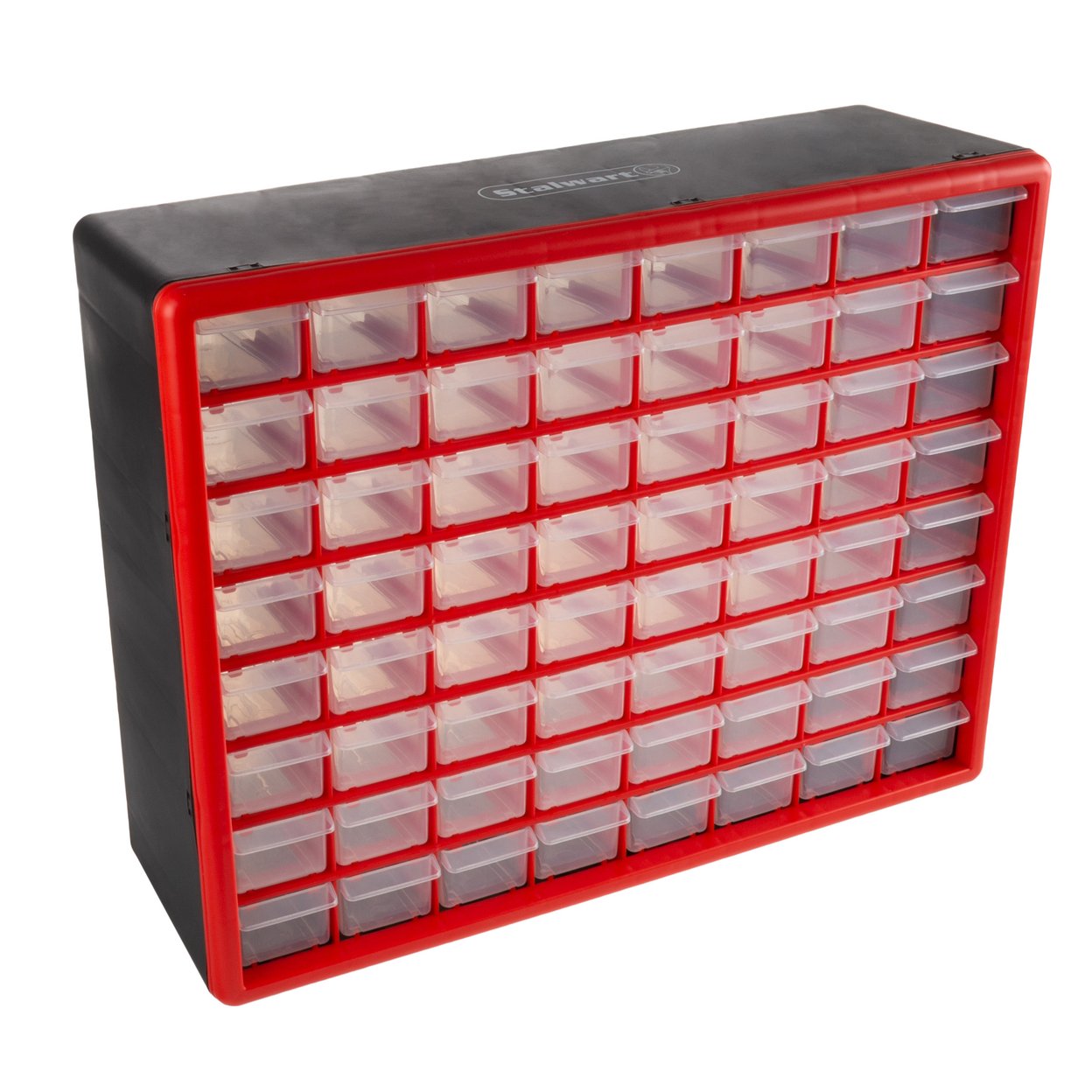 64 Drawer Storage Box Red Wall Mount Tool Craft Organizer Durable Plastic