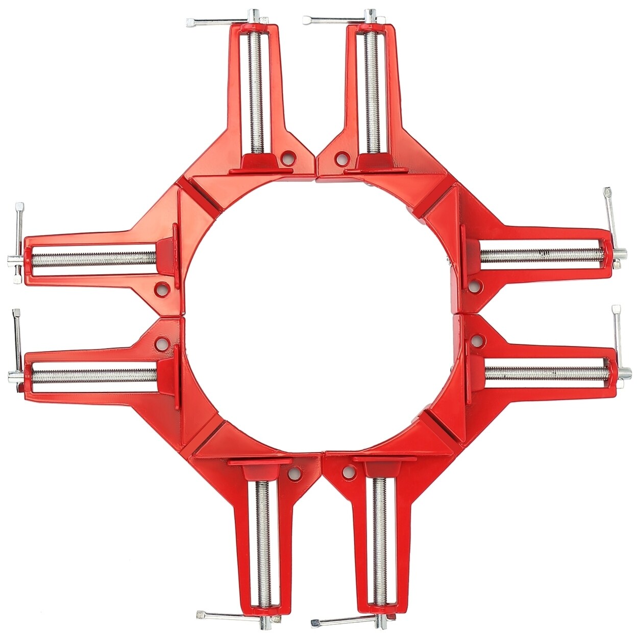 4Pcs 90 Degree Right Angle Corner Clamps Aluminum Alloy Red Adjustable Jaws