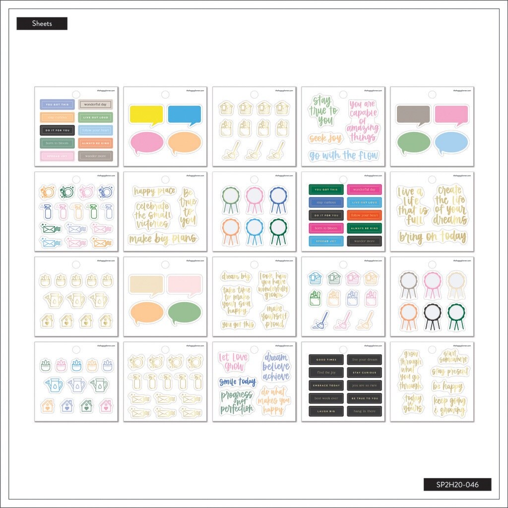 Happy Planner Tiny Sticker Pad 3.5&#x22;X3.3&#x22; 20/Sheets-Journaling Icons &#x26; Quotes