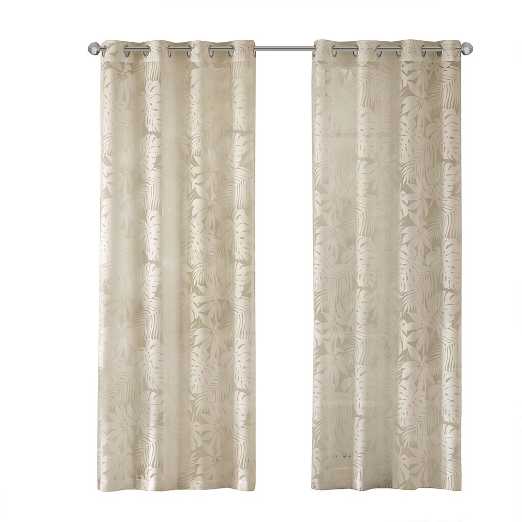 Gracie Mills Zephyr Costal Lightweight Burnout Sheer Window Curtain - Grace-8582