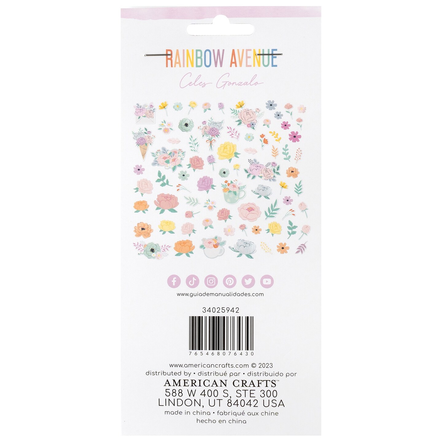 American Crafts Rainbow Avenue Ephemera Die-Cuts 75/Pkg-Floral