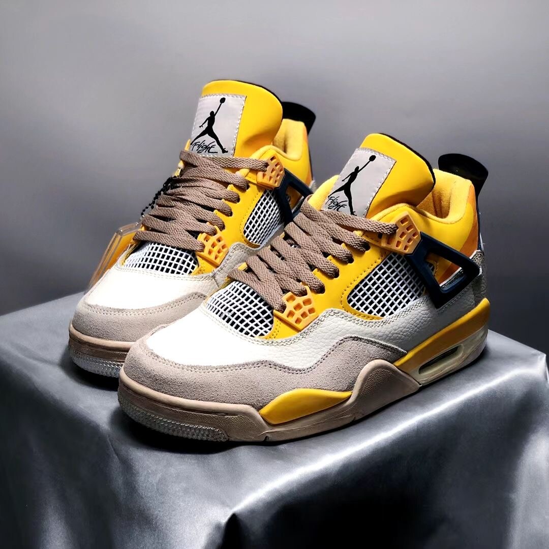 Andrew Chiou x Air Jordan 4 Snorlax Yellow Custom Sneakers for Men and Women MakerPlace by Michaels