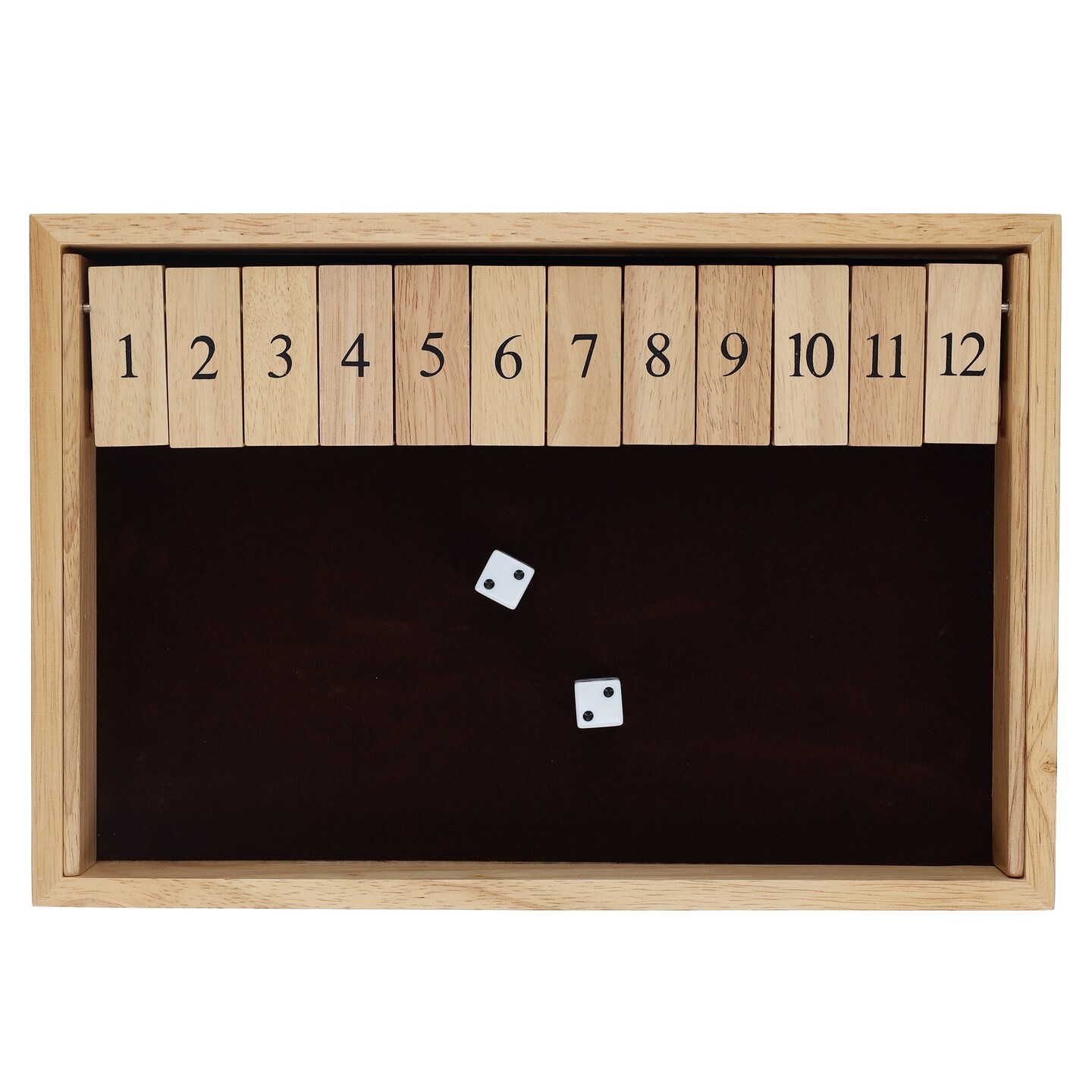 WE Games 12 Number Shut the Box Board Game, Natural Wood, 13.5 in.