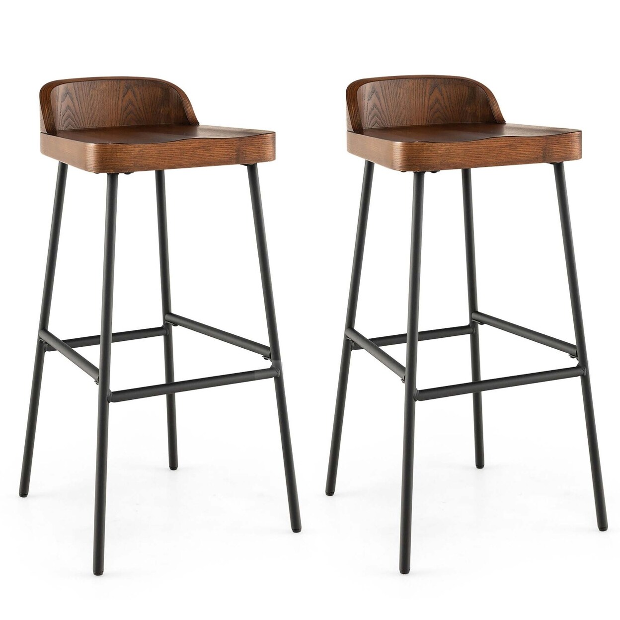 Set Of 2 Industrial 29 Bar Stool Bar Height Saddle Seat Kitchen Stool Low Back