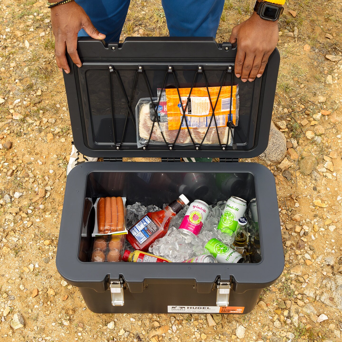 IRIS USA 44 QT Insulated Extremely Cold Cooler Box, 13 Day Ice Retention, Heavy Duty Cooler with Secure Metal Buckles and Vacuum-Insulated Panels, 1 Pack, Durable Ice Chest with Built-in Handles, Gray