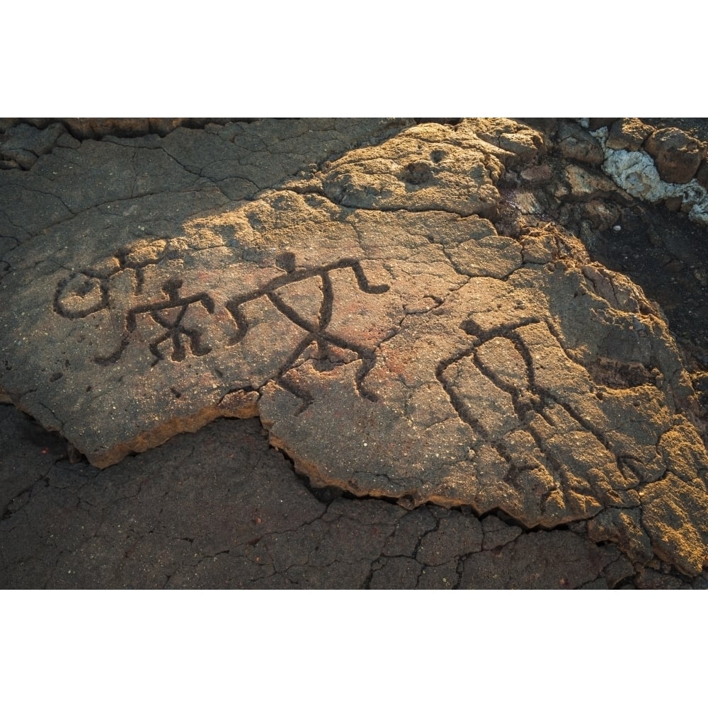 Posterazzi Hawaiian petroglyphs on the Kings Trail at Waikoloa  Kohala Coast  Big Island  Hawaii  USA Poster Print by Russ Bishop