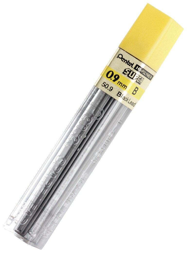 Pentel Super Hi-Polymer Lead Tube Refill, .9mm, B