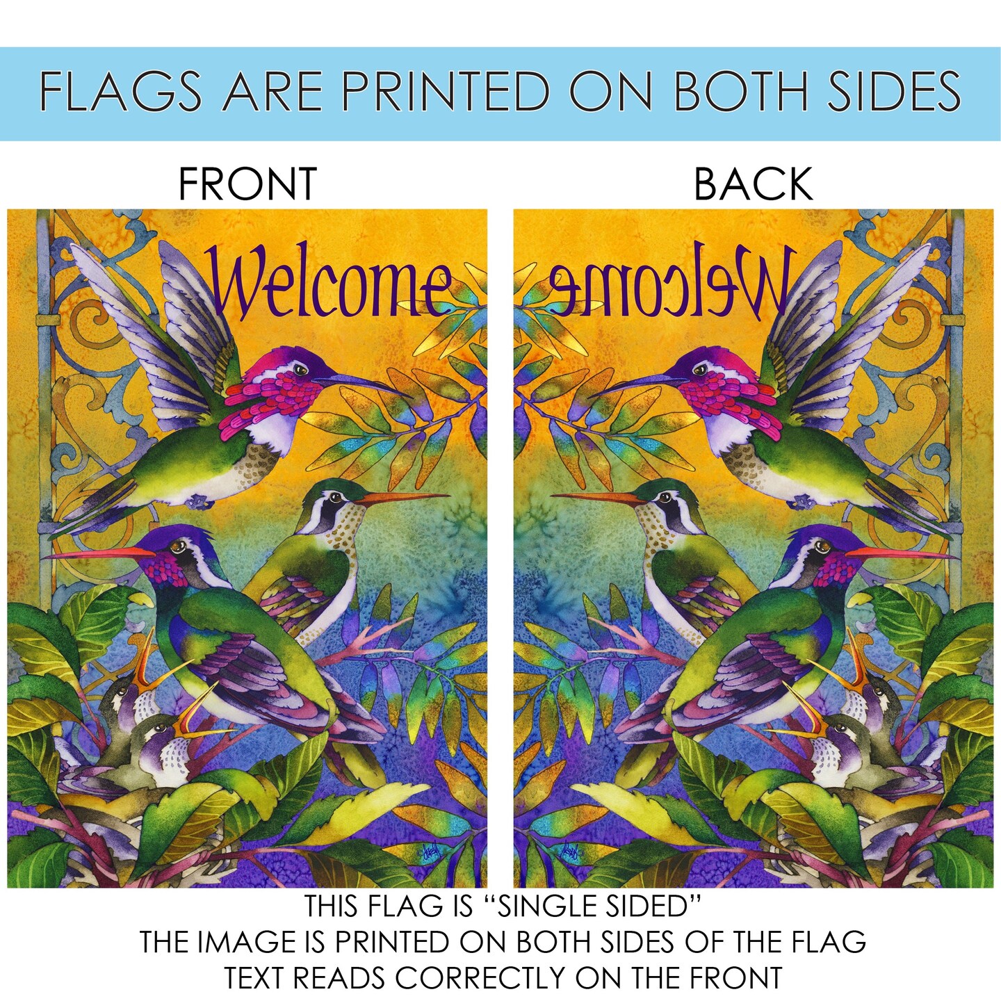 Hummingbird Home Decorative Hummingbird Flag