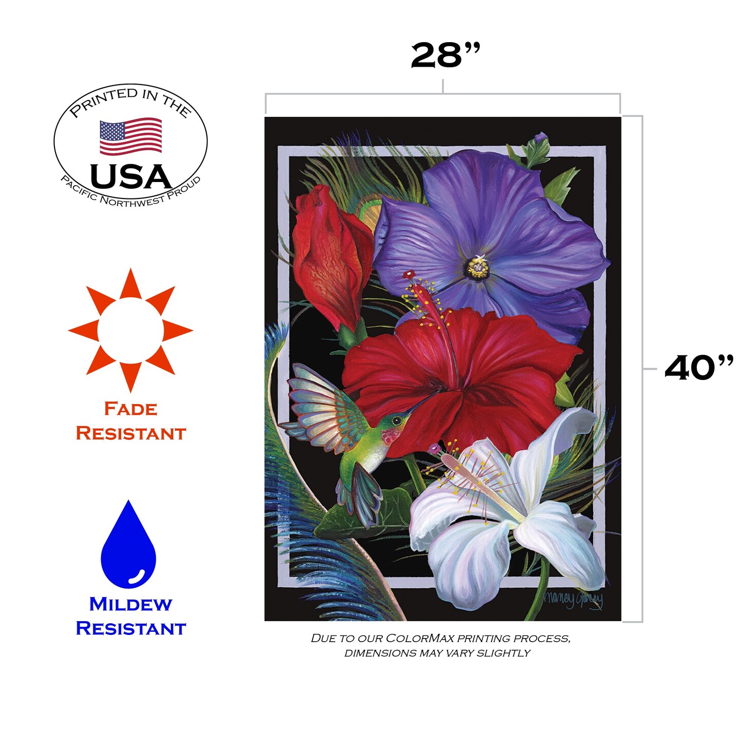 Hummingbird Hibiscus Decorative Flower Flag