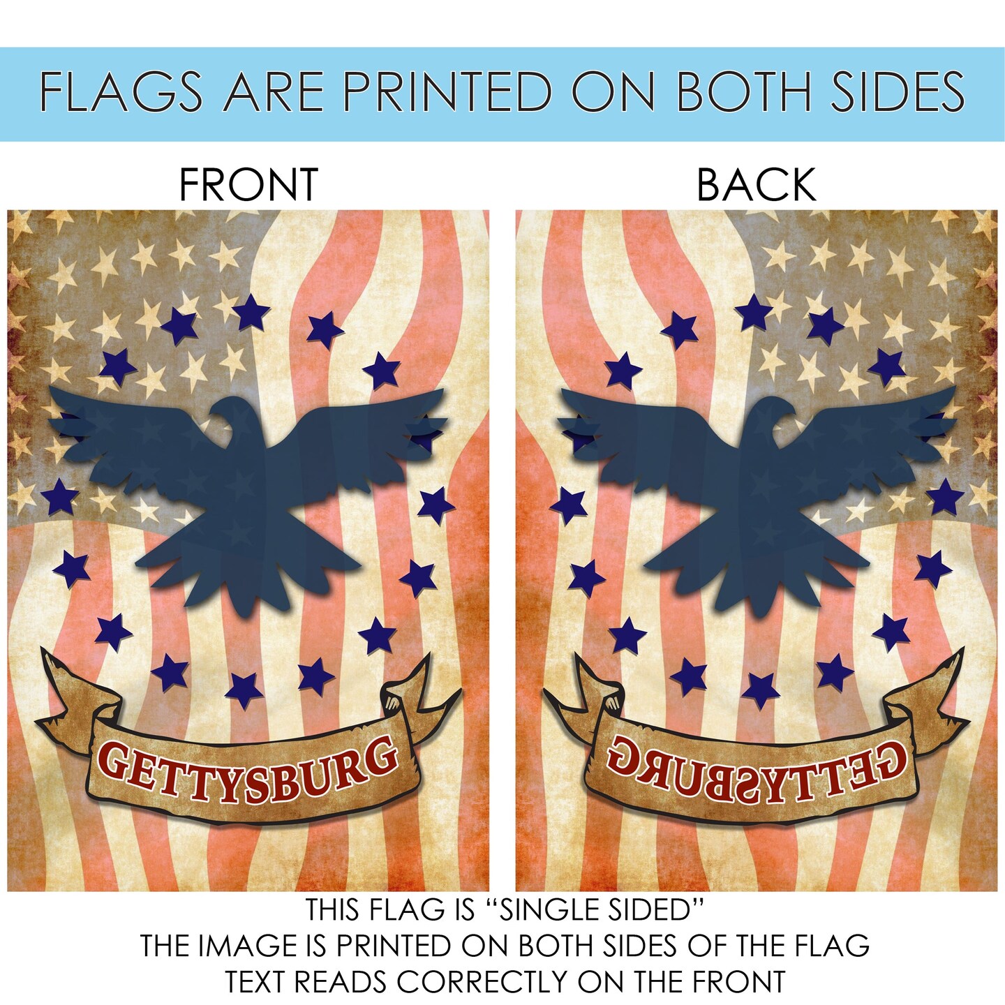Gettysburg Eagle Decorative Patriotic Flag