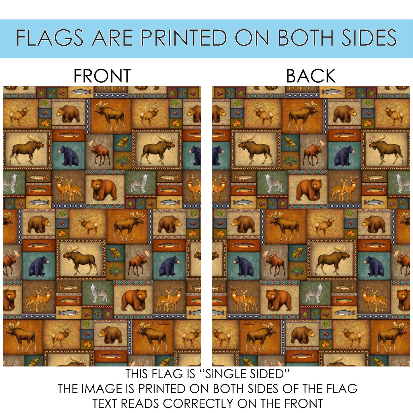 Quilted Wilderness Decorative Wildlife Flag