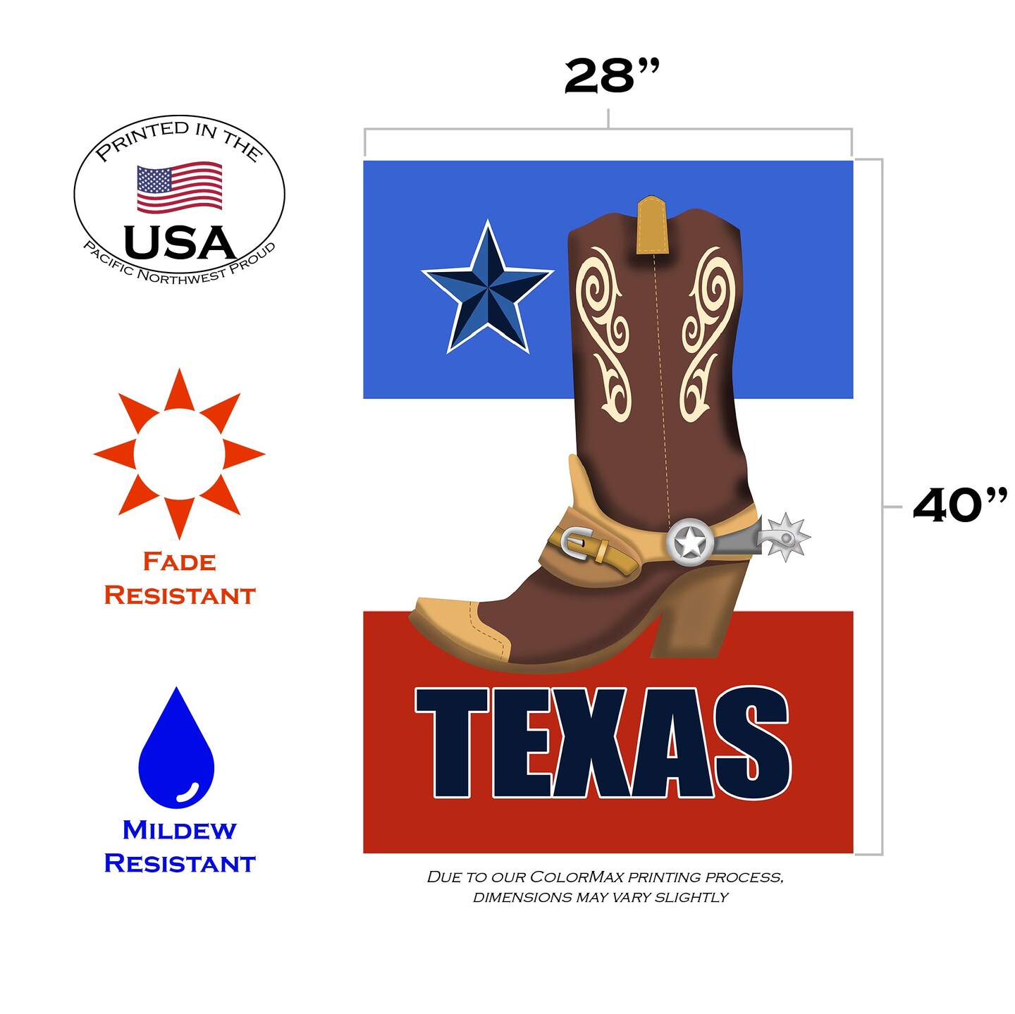 Texas Cowboy Boot Decorative Texas Flag