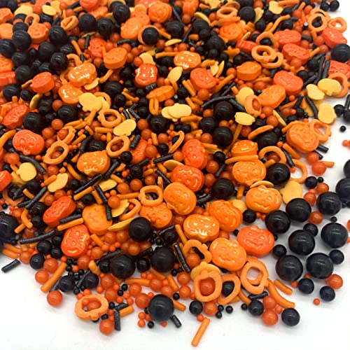 Halloween Sprinkles I 3.5 oz I Orange And Black Sprinkles I Pumpkin Sprinkles I Cake Cupcake Toppers Cookie Dessert Sprinkles Decorations