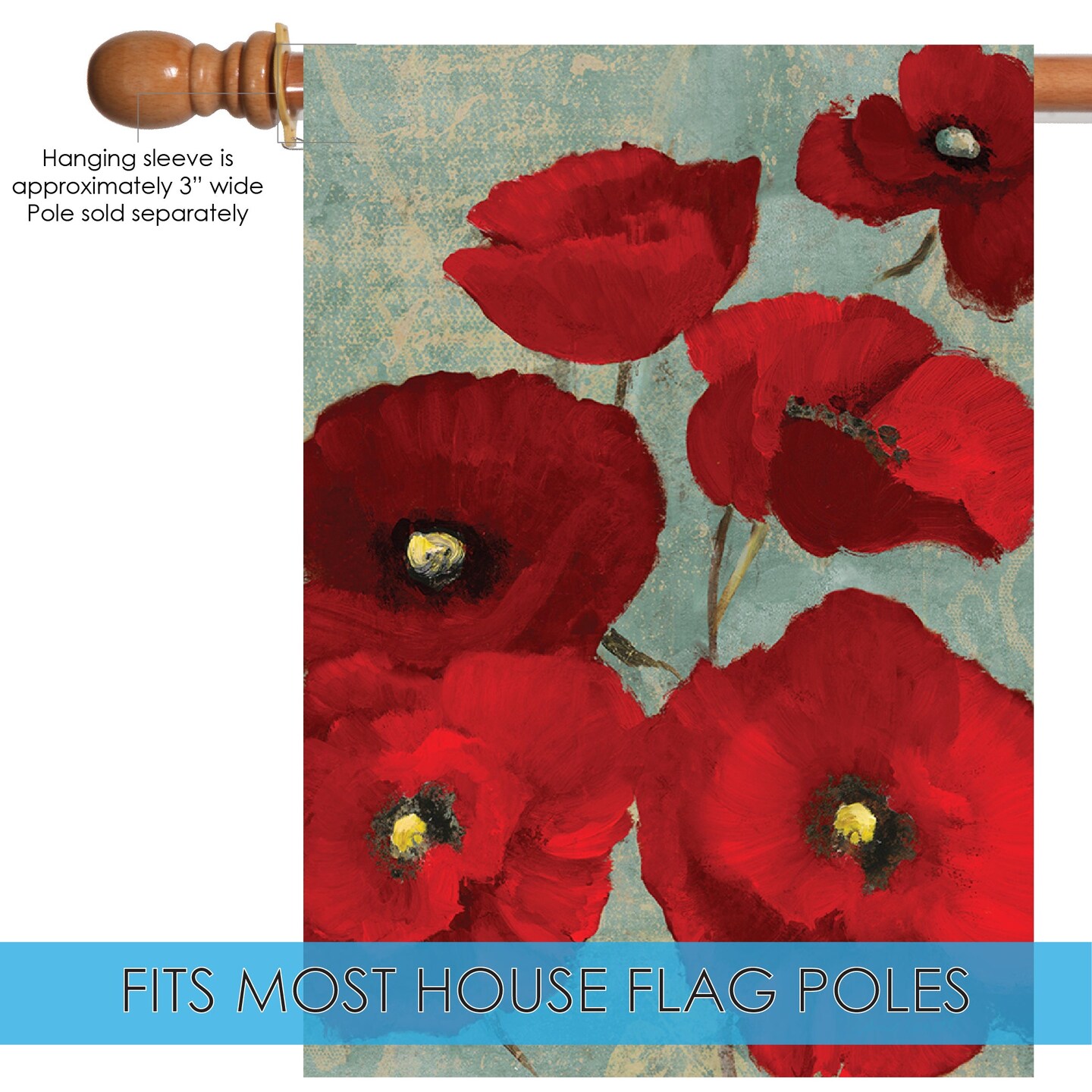 Red Painted Poppies Decorative Flower Flag
