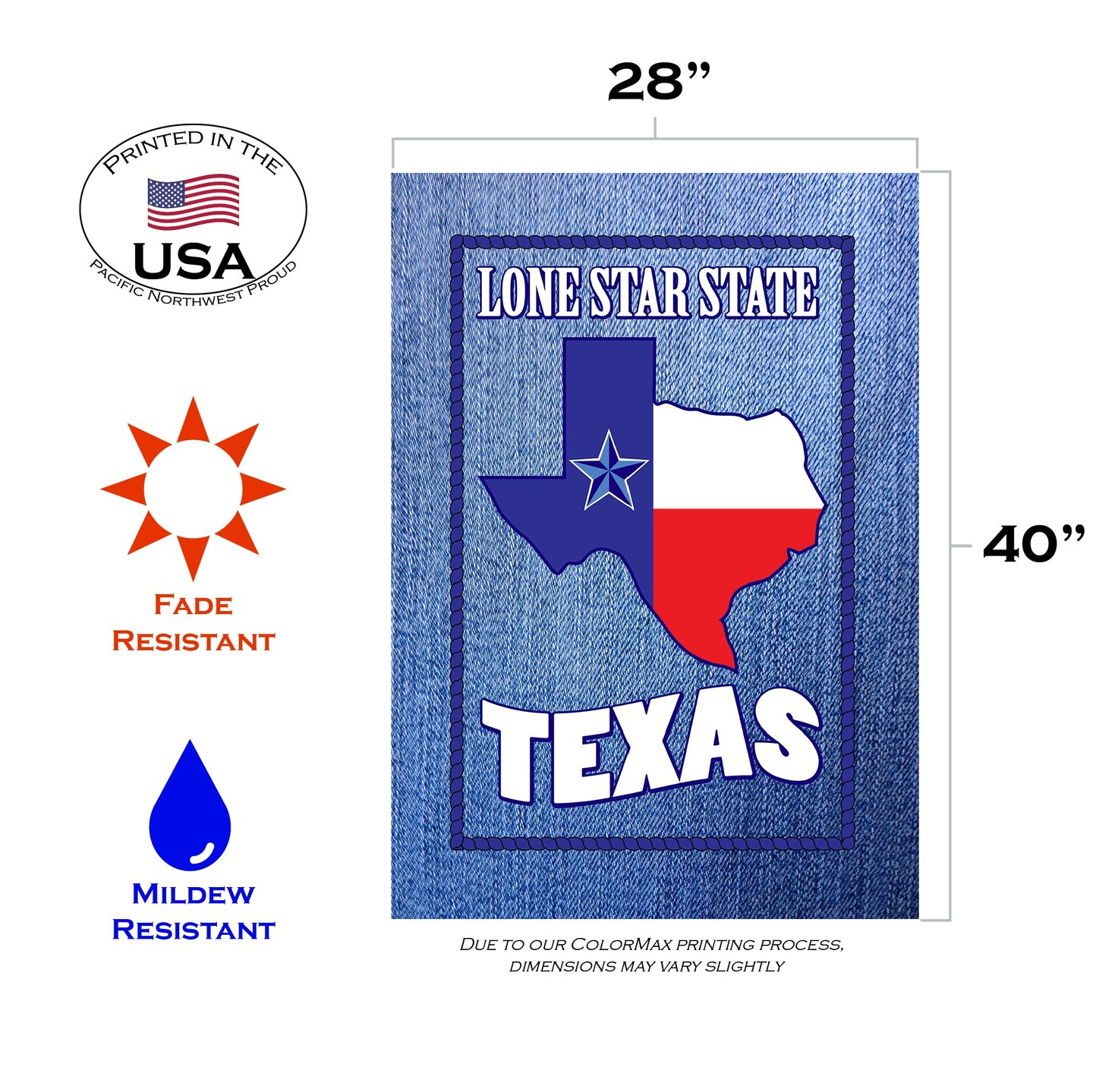 Lone Star Denim Decorative Texas Flag